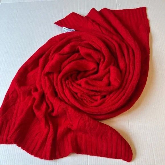 The Cashmere Project Cable Scarf True Red 100%Cashmere Great Gift